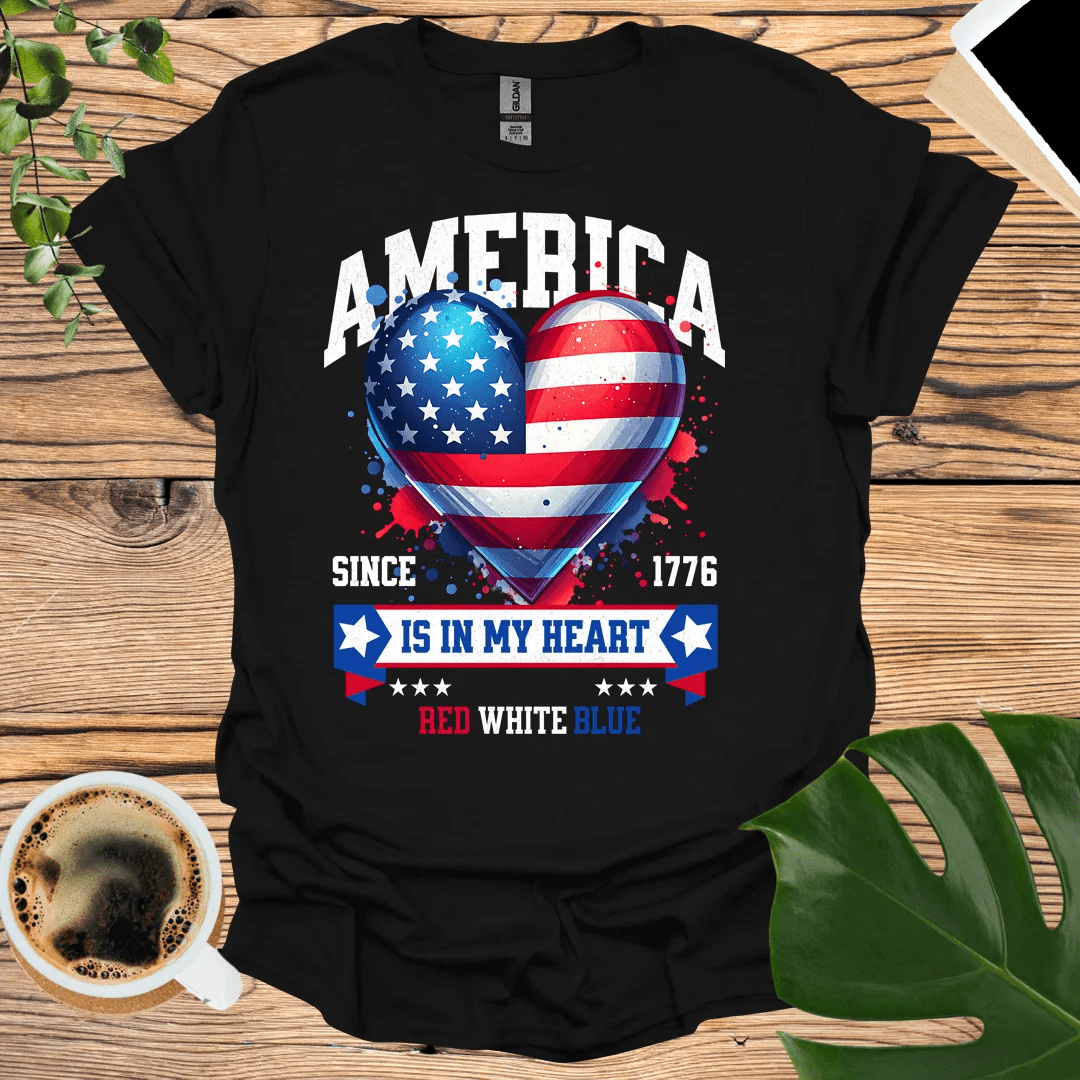 America Independence T-Shirt - Patriotic Heart!