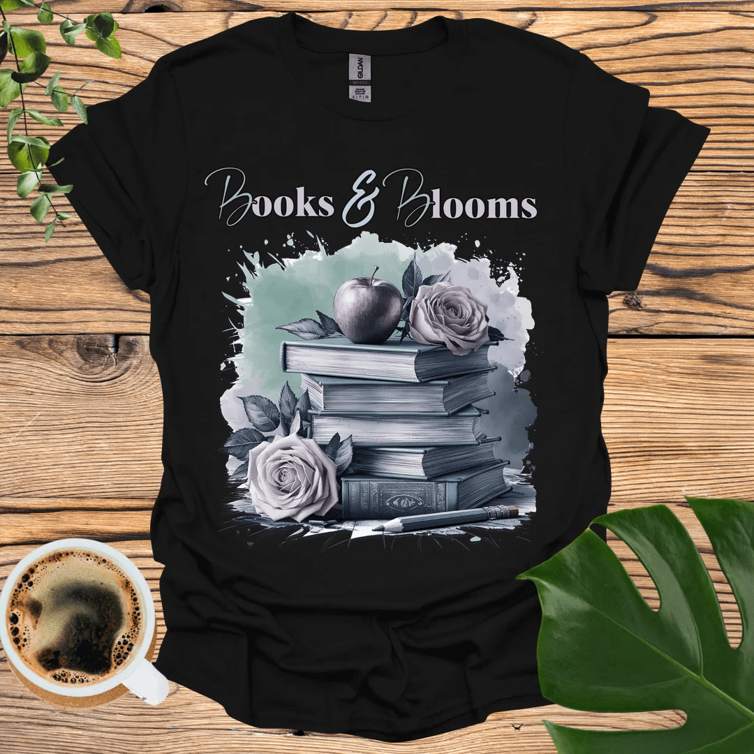 Books & Blooms T-Shirt for Literature Enthusiasts