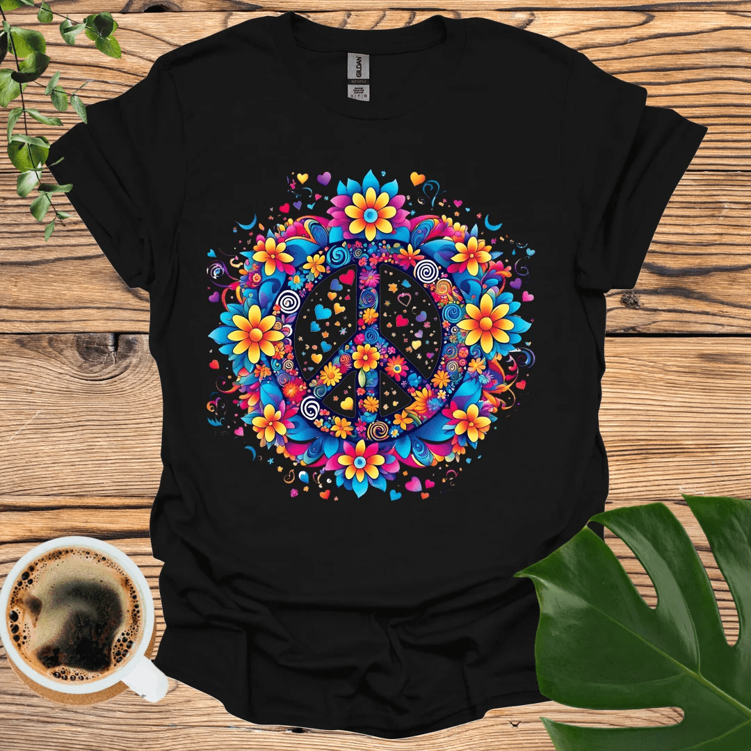 Flower Power Peace T-Shirt: 60s Inspired Design