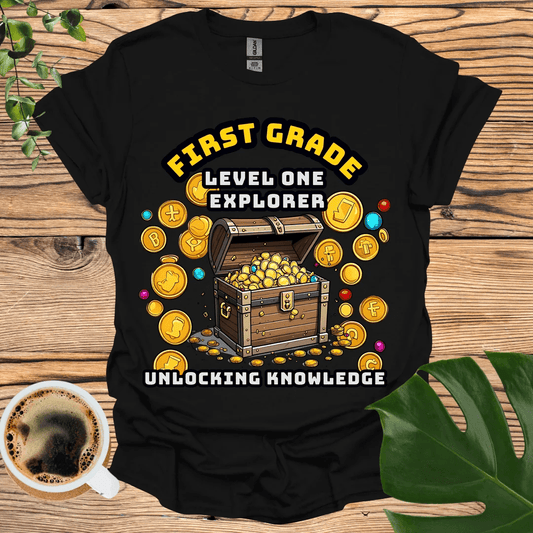 Gaming-Themed First Grade T-Shirt: Unlocking Knowledge