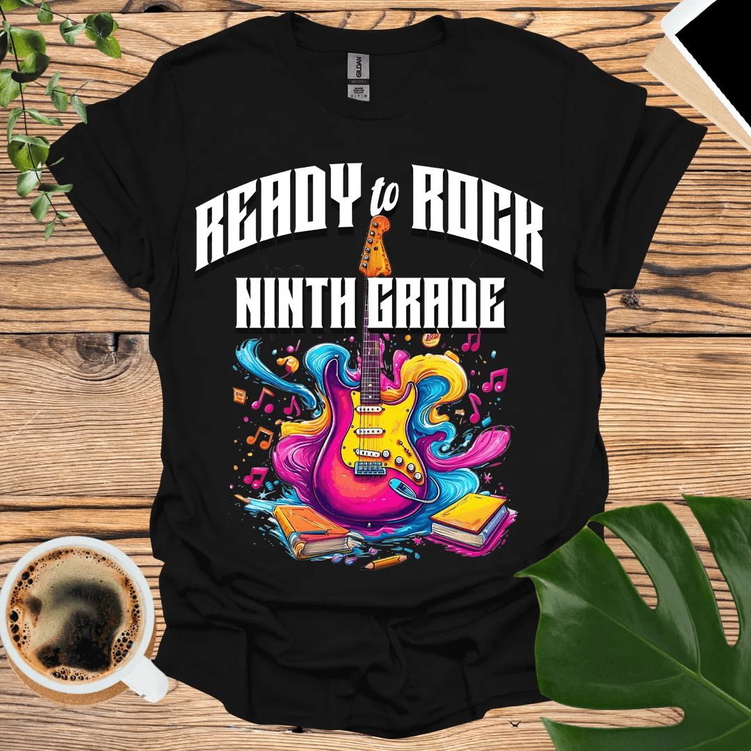 Vibrant Ready to Rock Ninth Grade T-Shirt Design