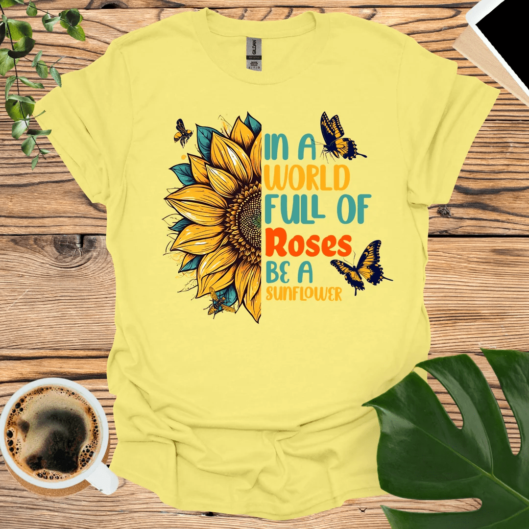 In a World Full of Roses - Be A Sunflower T-Shirt