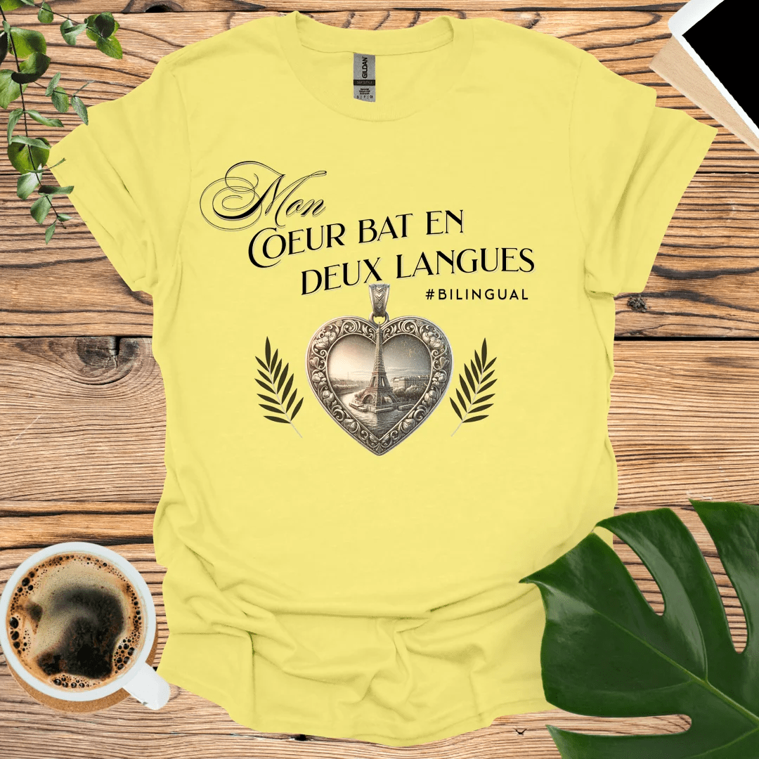 My Heart Beats in Two Languages - French T-Shirt