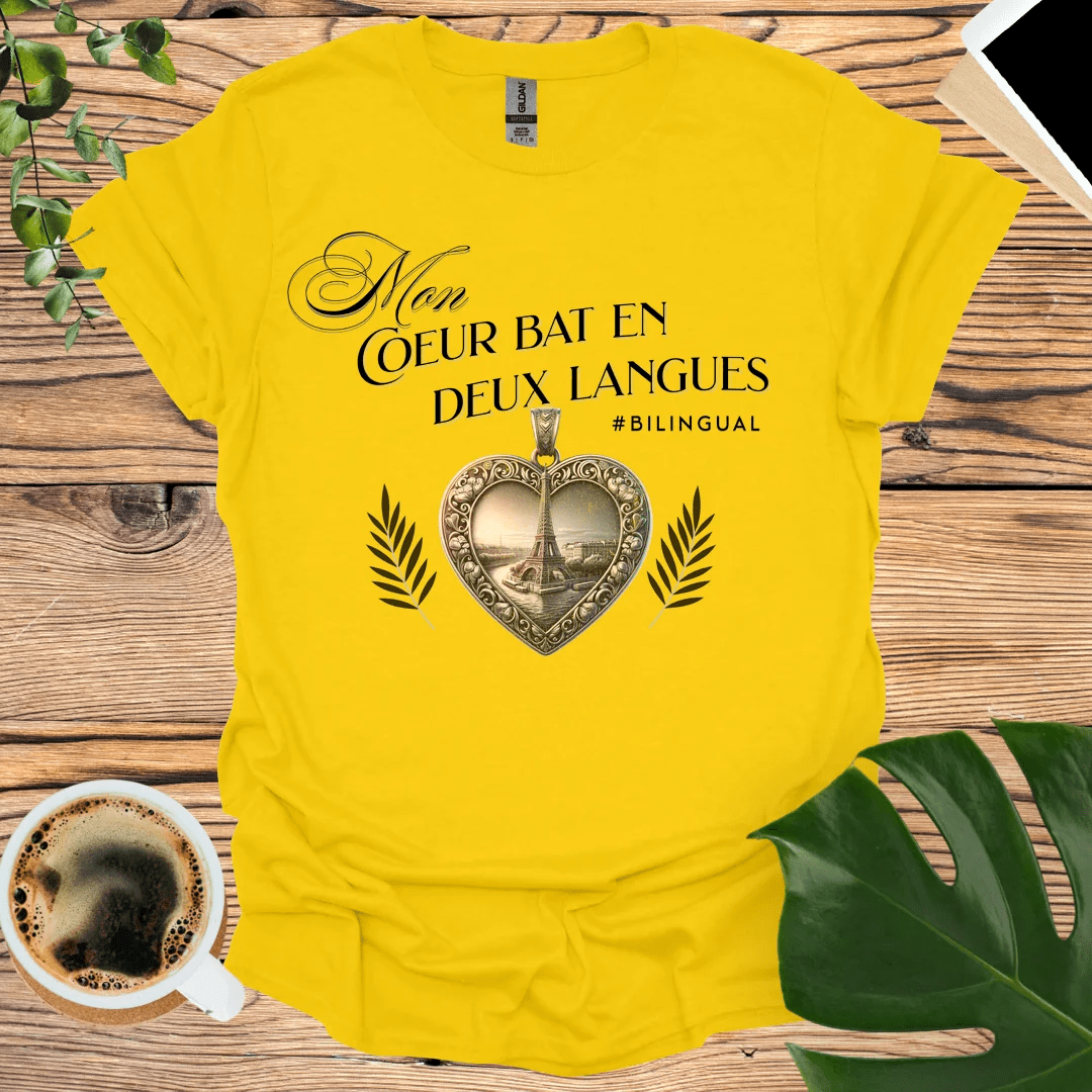 My Heart Beats in Two Languages - French T-Shirt