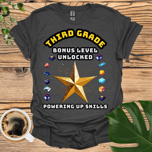 Gaming-Themed Third Grade T-Shirt: Powering Up Skills