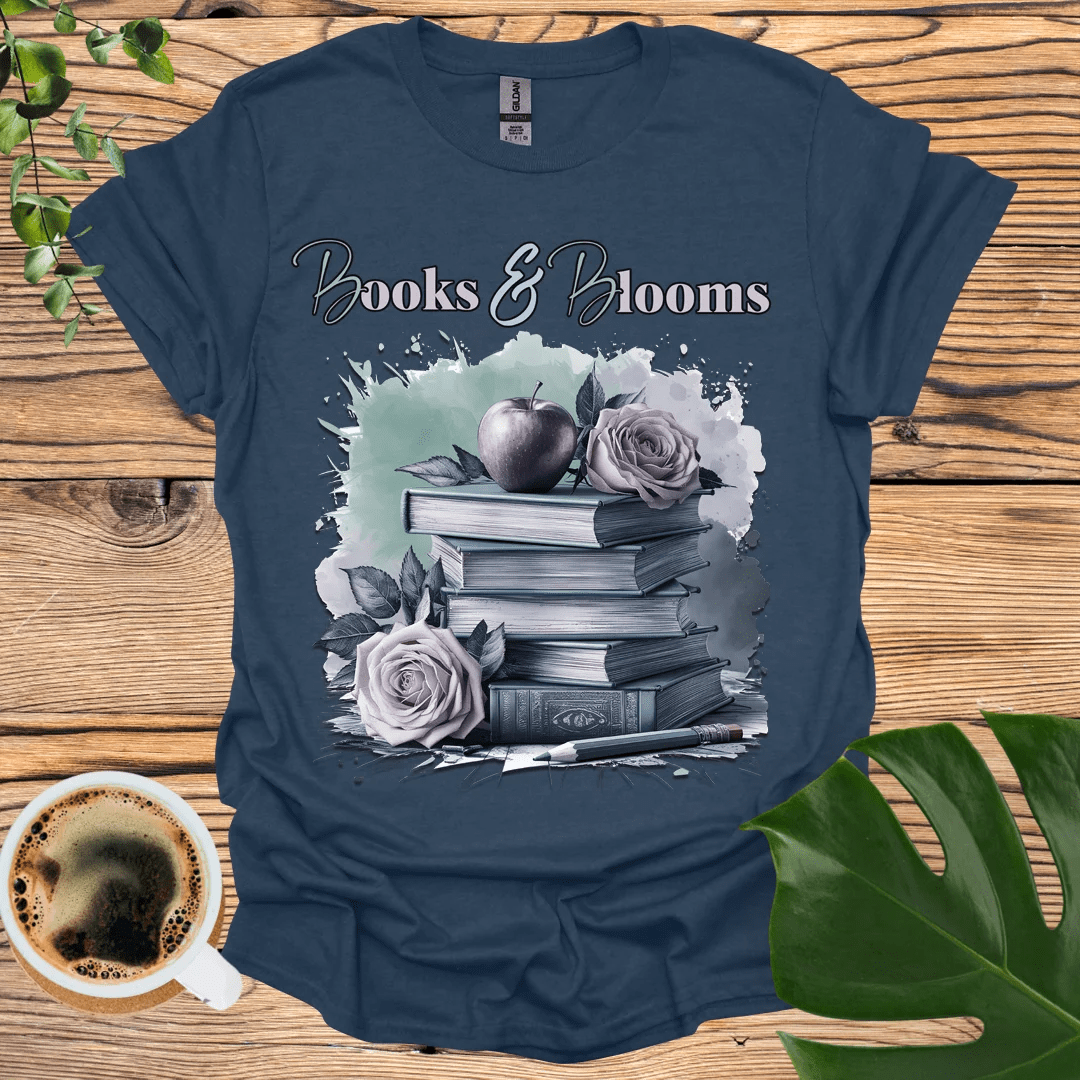 Books & Blooms T-Shirt for Literature Enthusiasts