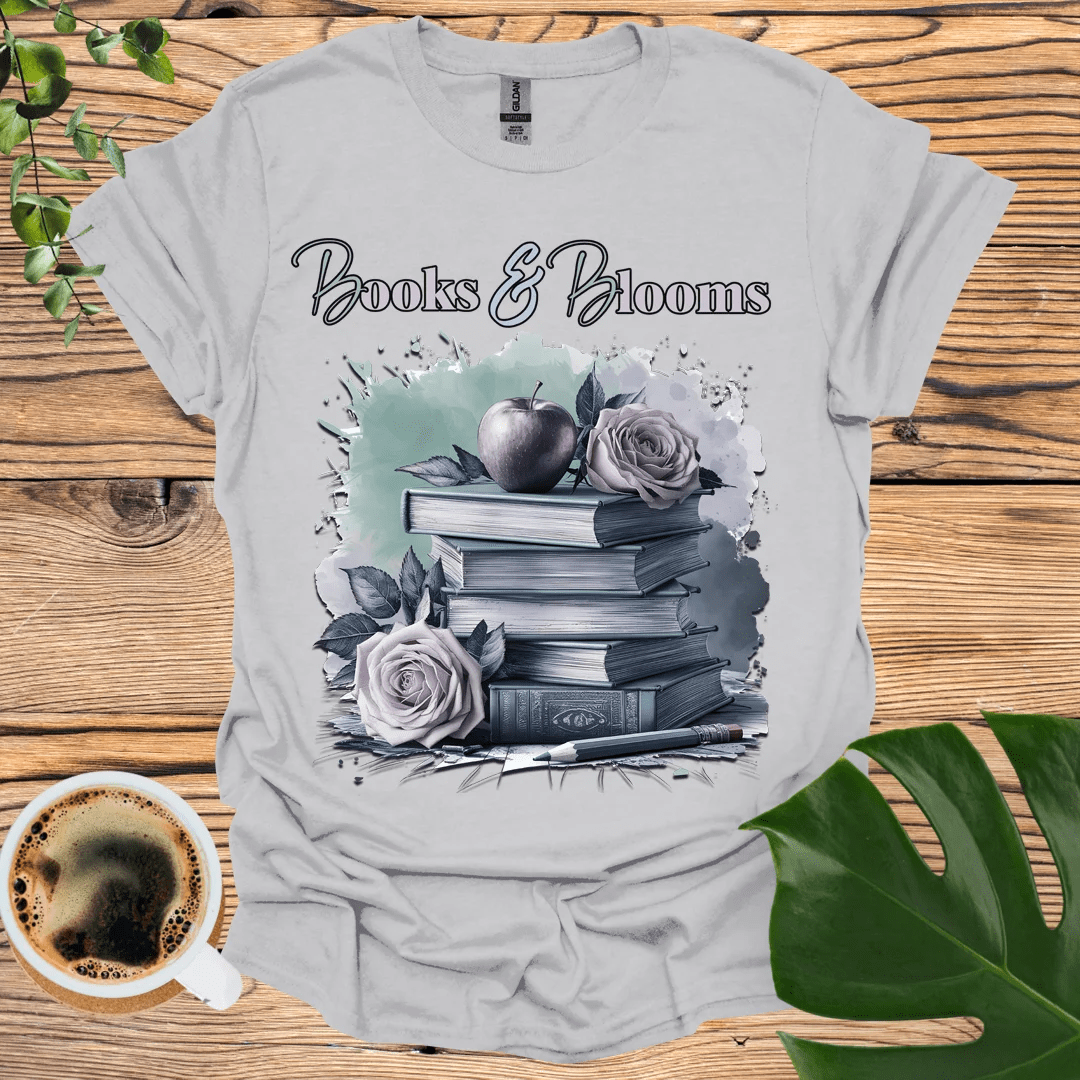 Books & Blooms T-Shirt for Literature Enthusiasts