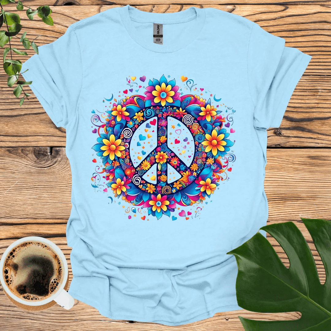 Flower Power Peace T-Shirt: 60s Inspired Design