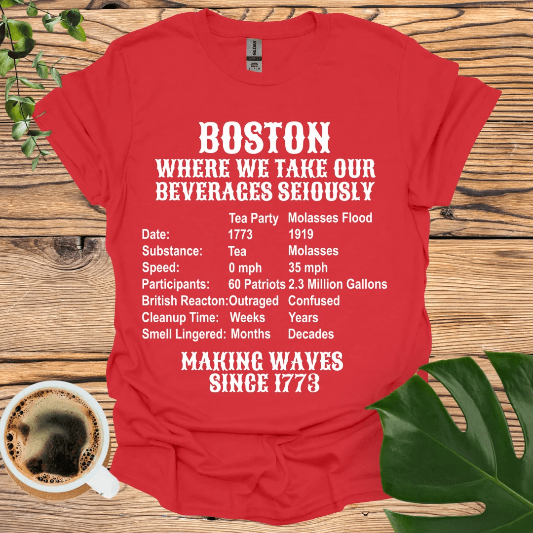 Boston History T-Shirt: Tea Party and Molasses Flood Humor