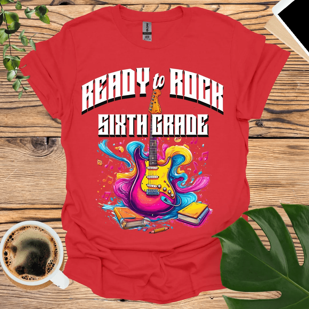 Vibrant Ready to Rock Sixth Grade T-Shirt Design