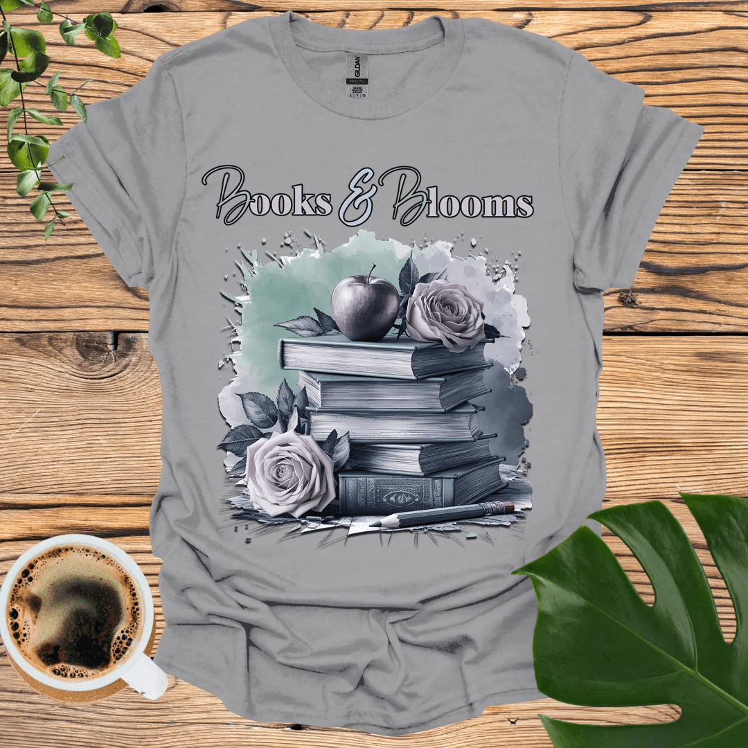 Books & Blooms T-Shirt for Literature Enthusiasts