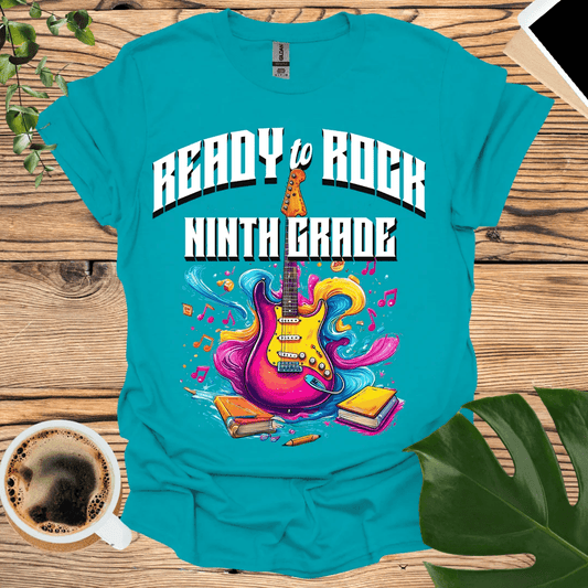 Vibrant Ready to Rock Ninth Grade T-Shirt Design