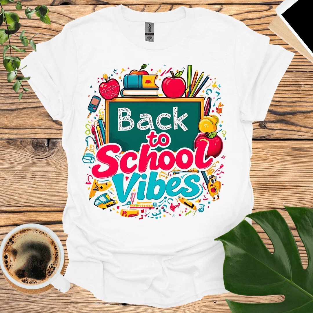 Back to School Vibes T-Shirt - Fun School Icons