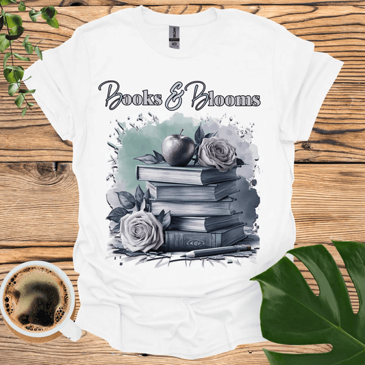 Books & Blooms T-Shirt for Literature Enthusiasts